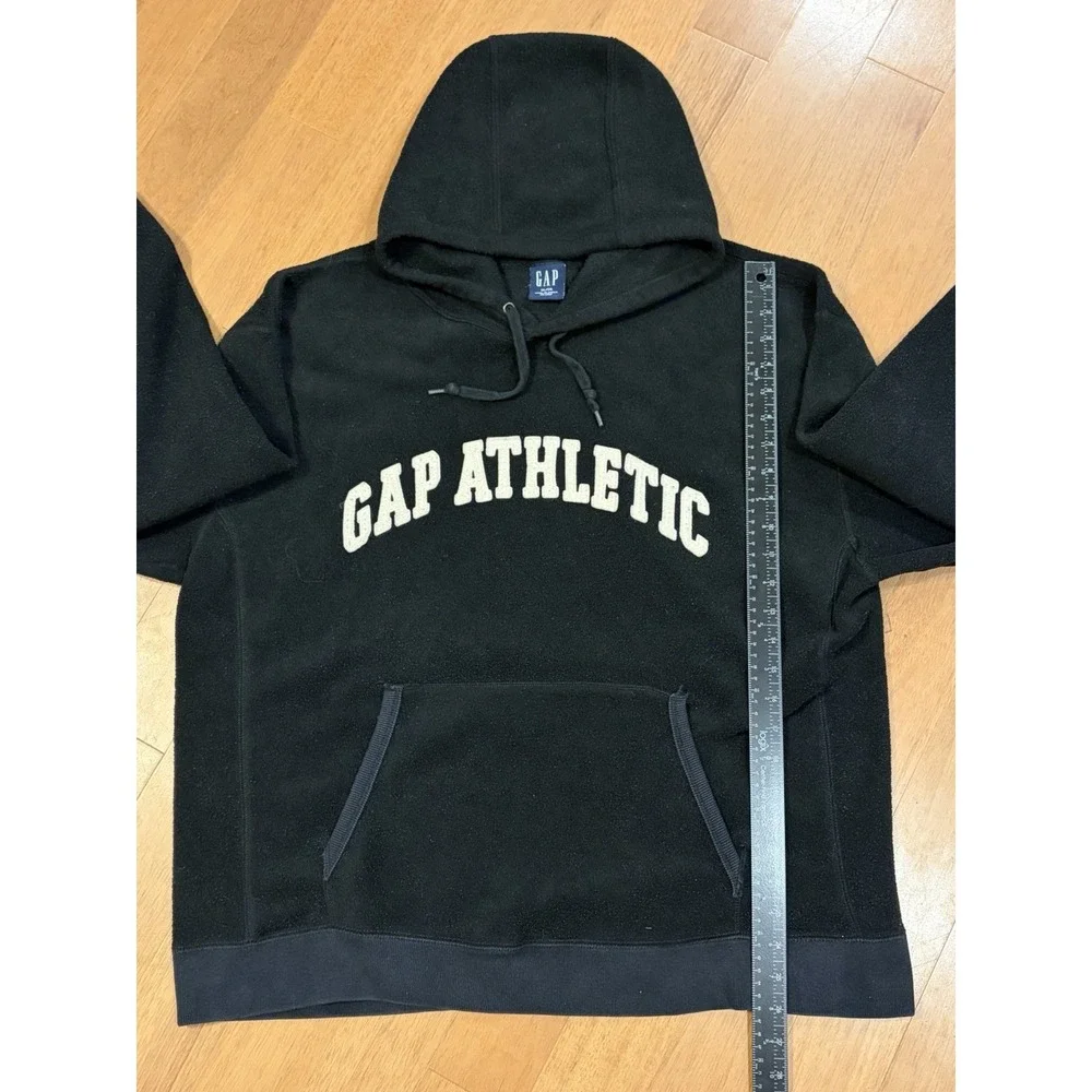 Vintage Gap Athletic Fleece Hoodie Black XL Sweater 90s Y2K Boxy Baggy Spellout